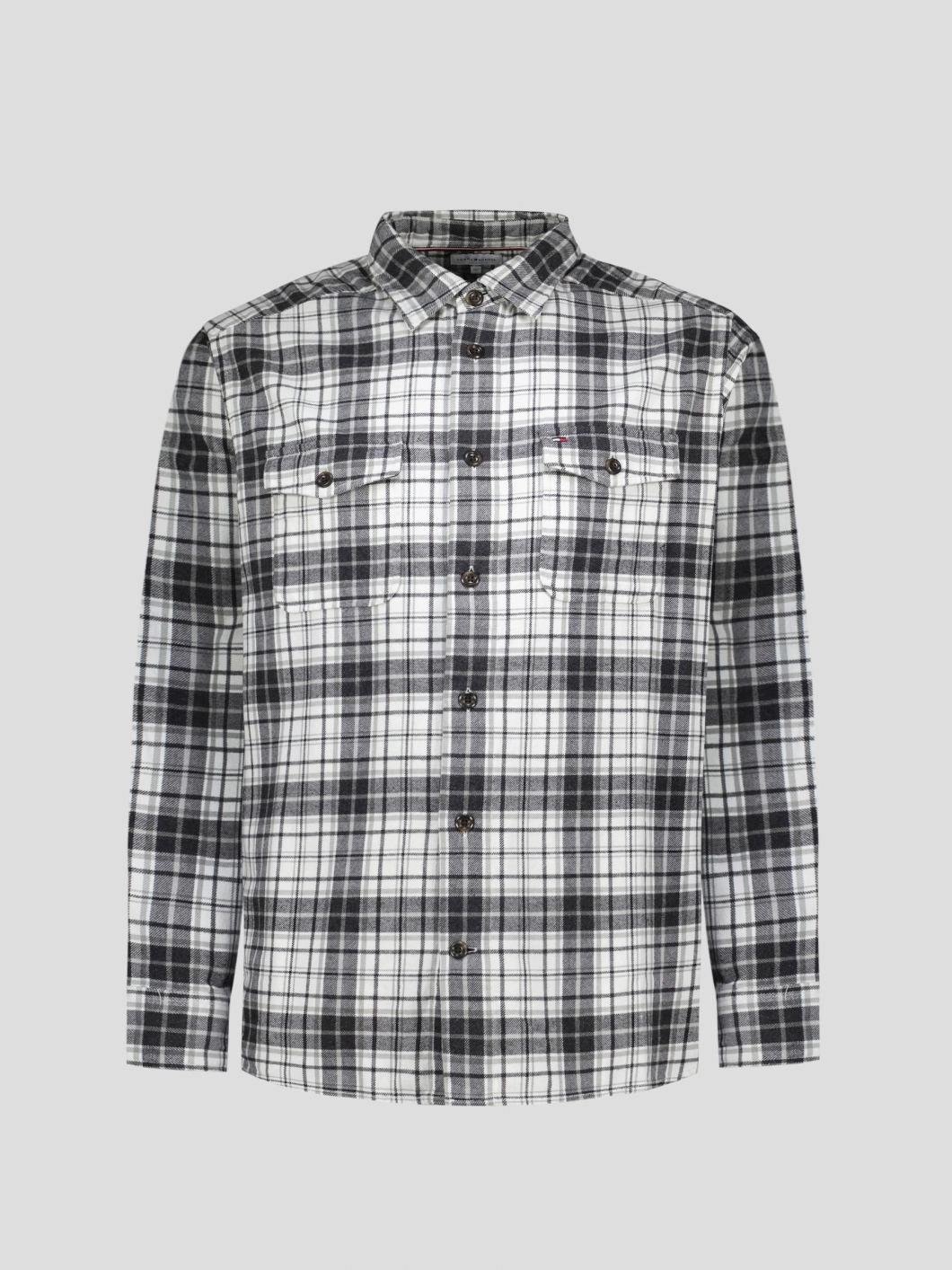 Chemise en Flanelle à Carreaux Grande Taille Grise et Blanche