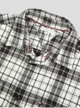 Chemise en Flanelle à Carreaux Grande Taille Grise et Blanche