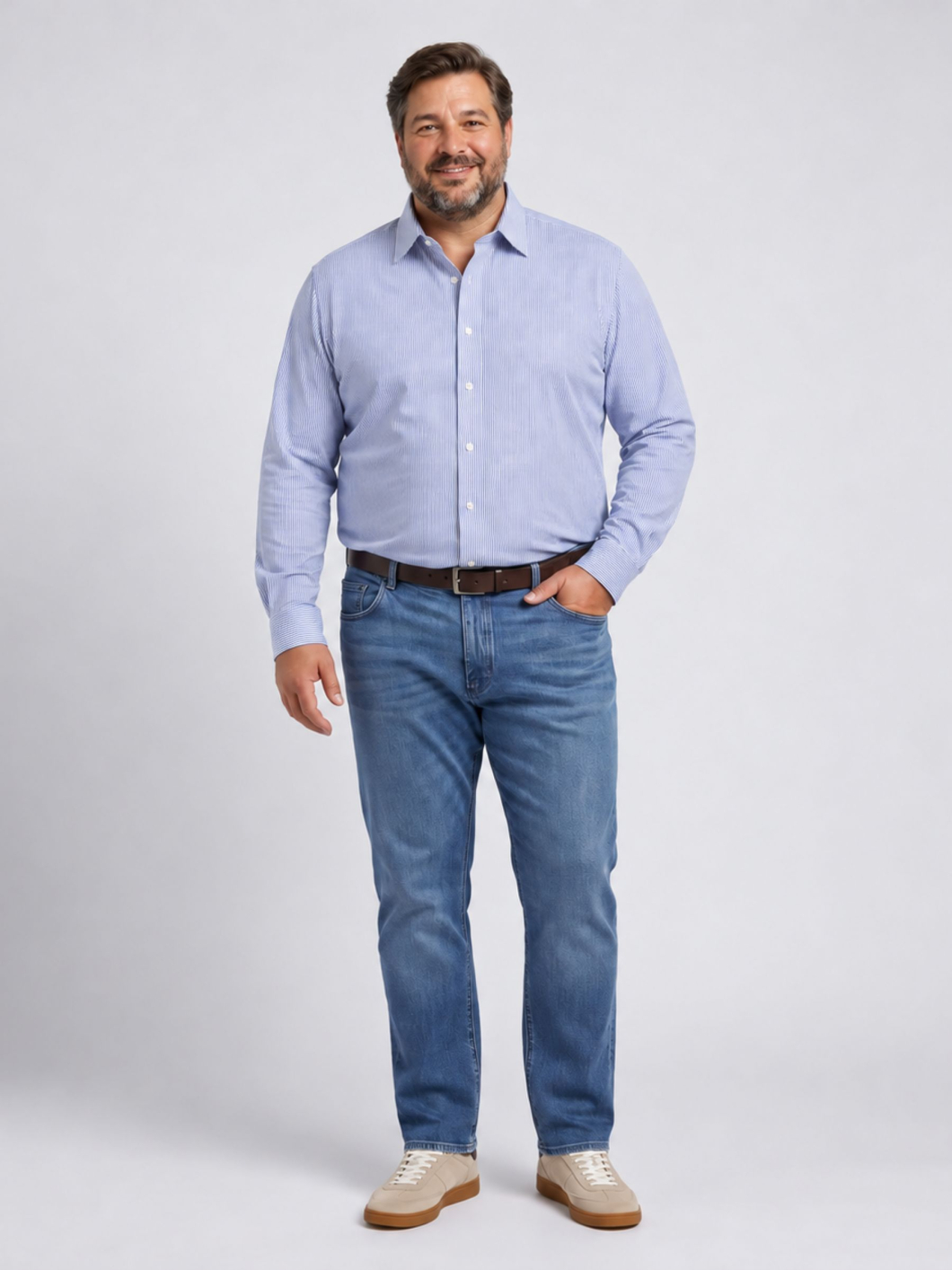 Chemise Rayée Max Grande Taille Blanche et Bleue