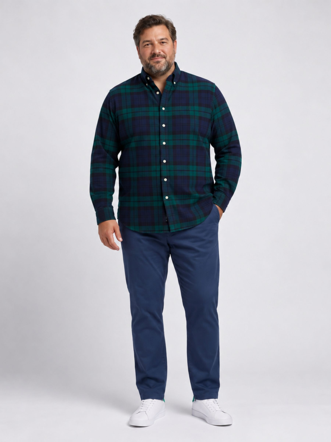 Chemise Oxford à Carreaux Grande Taille Bleue et Verte