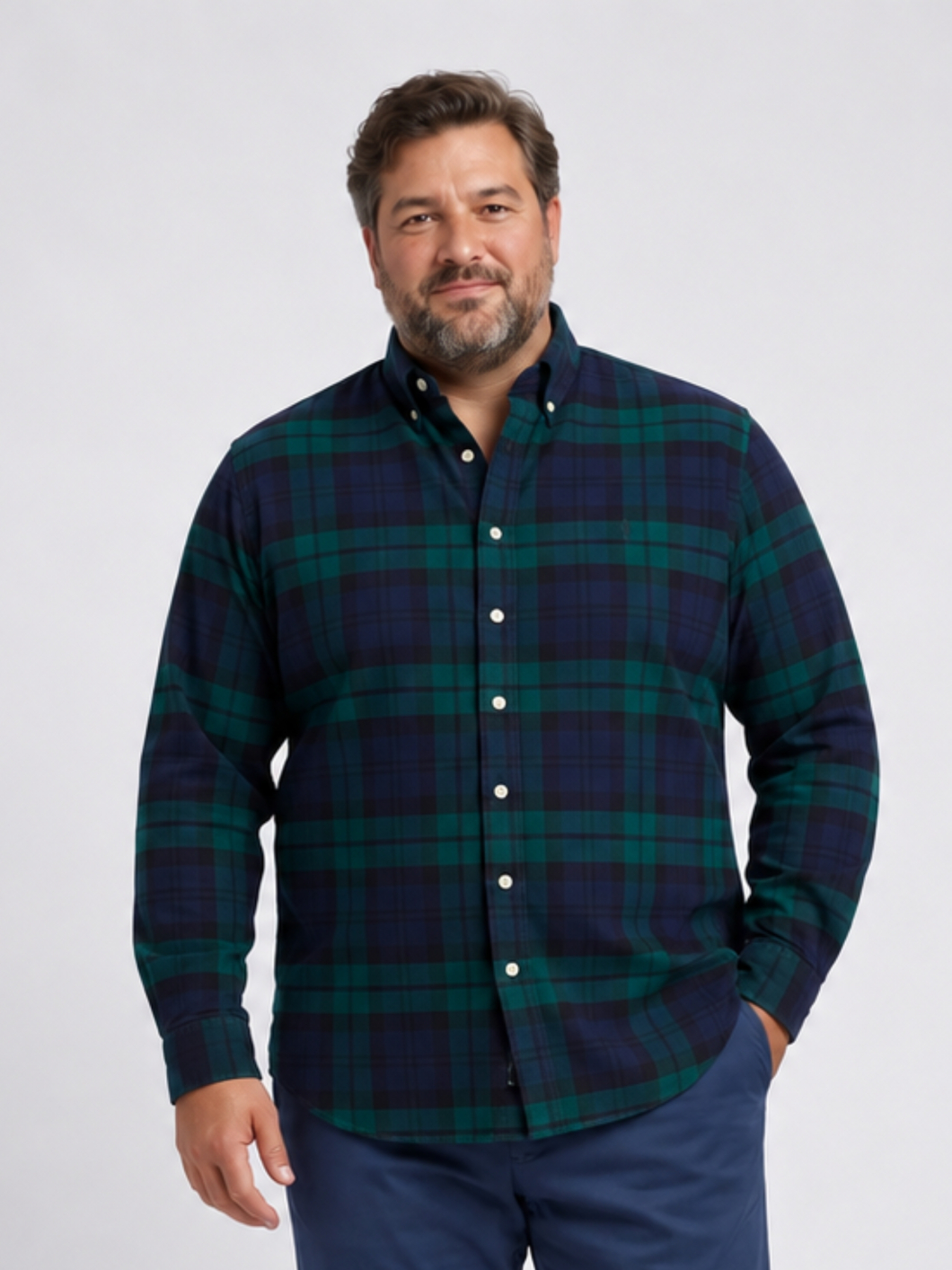 Chemise Oxford à Carreaux Grande Taille Bleue et Verte