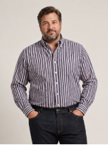 Chemise Rayée Ralph Grande Taille Bleue, Marron et Blanche