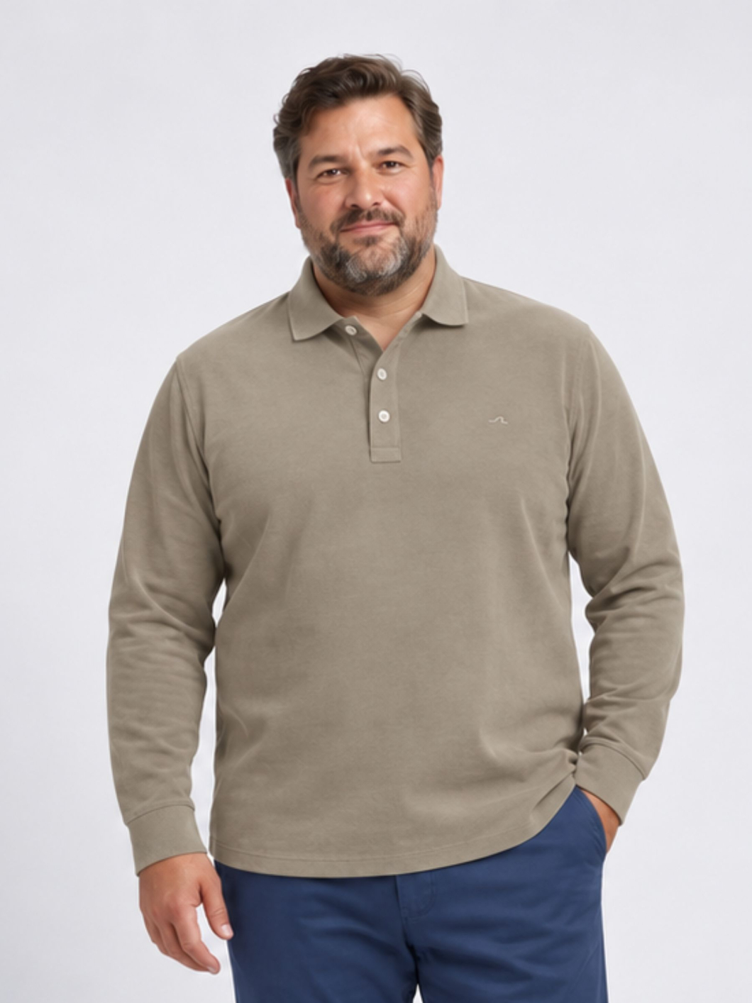 Polo Manches Longues Interlock Grande Taille Beige