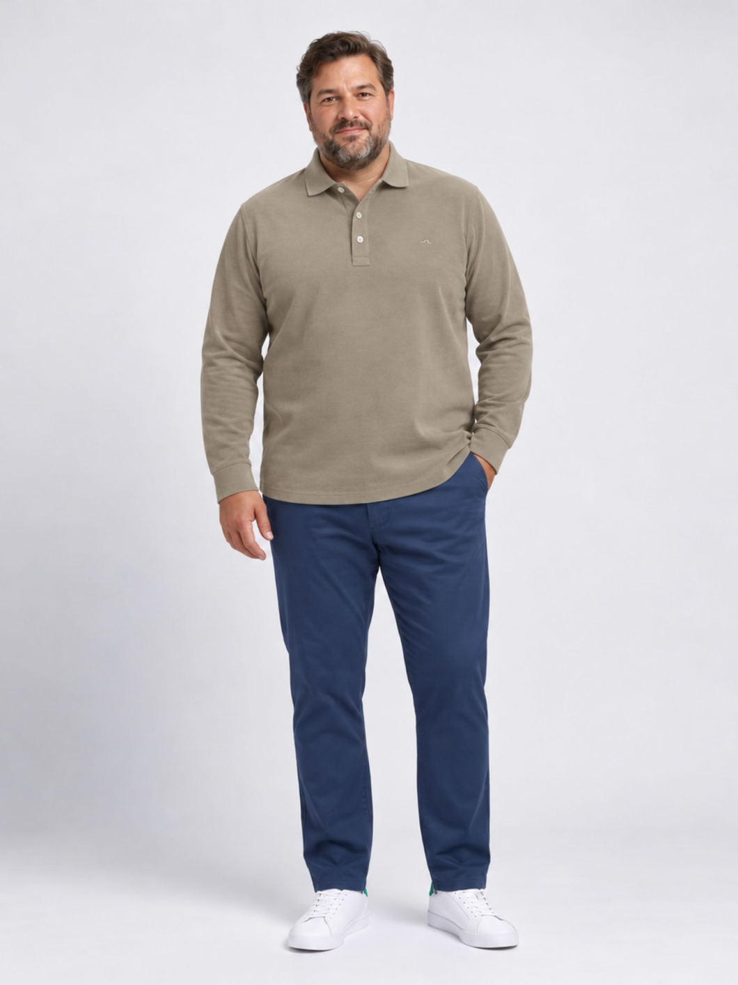 Polo Manches Longues Interlock Grande Taille Beige
