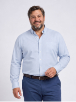 Chemise Oxford Rayée Grande Taille Ciel et Blanche