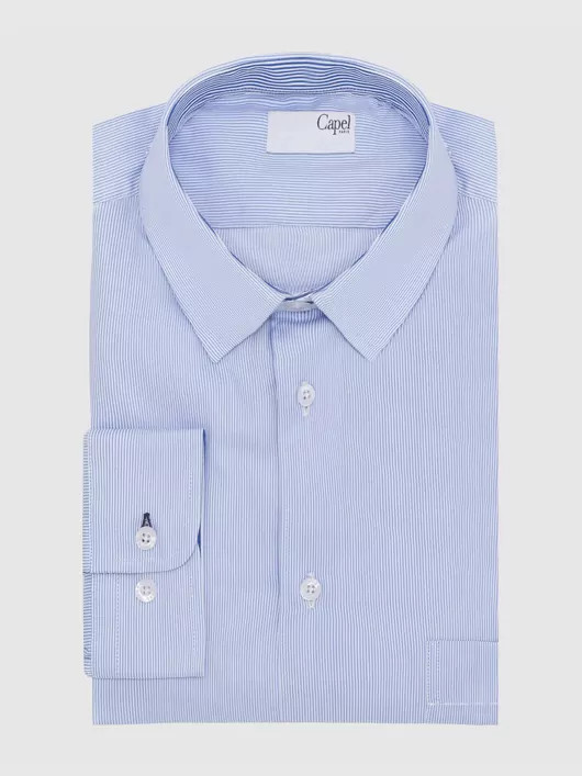 Chemise fines rayures bleue homme grandes tailles