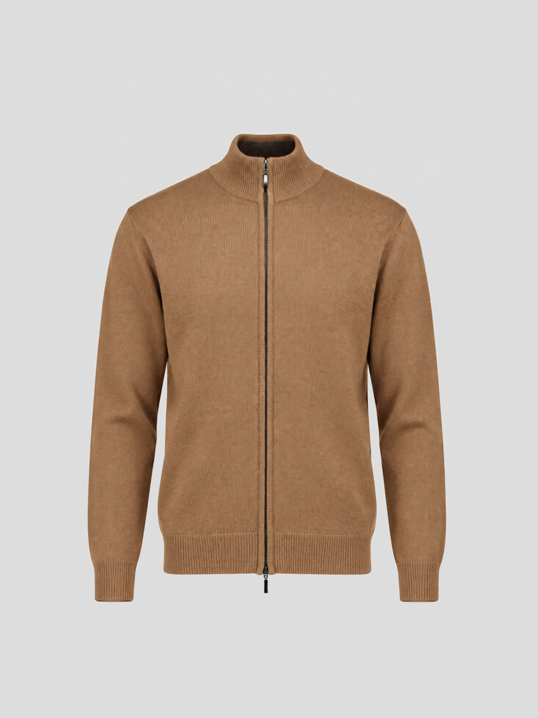 Cardigan Zippé Col Montant Dario Grande Taille Camel