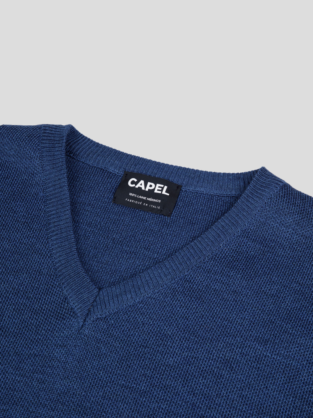 Pull Mérinos Col V Como Grande Taille Bleu
