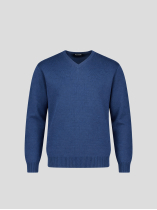 Pull Mérinos Col V Como pour Homme Grand Bleu