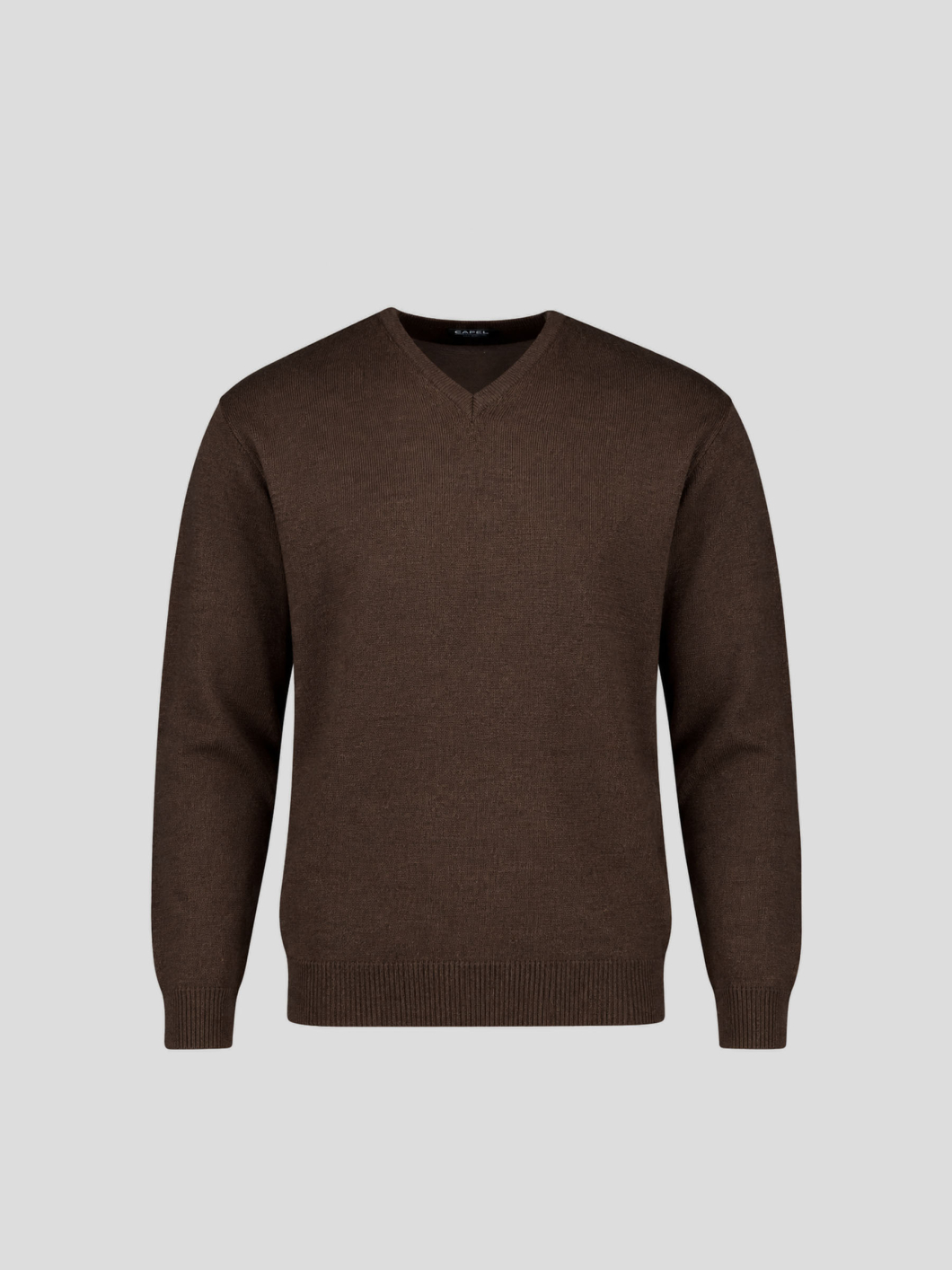 Pull Mérinos Col V Como Grande Taille Marron