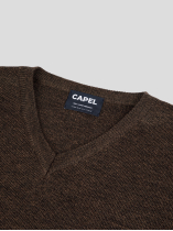 Pull Mérinos Col V Como Grande Taille Marron