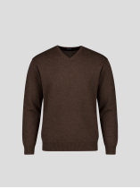 Pull Mérinos Col V Como pour Homme Grand Marron