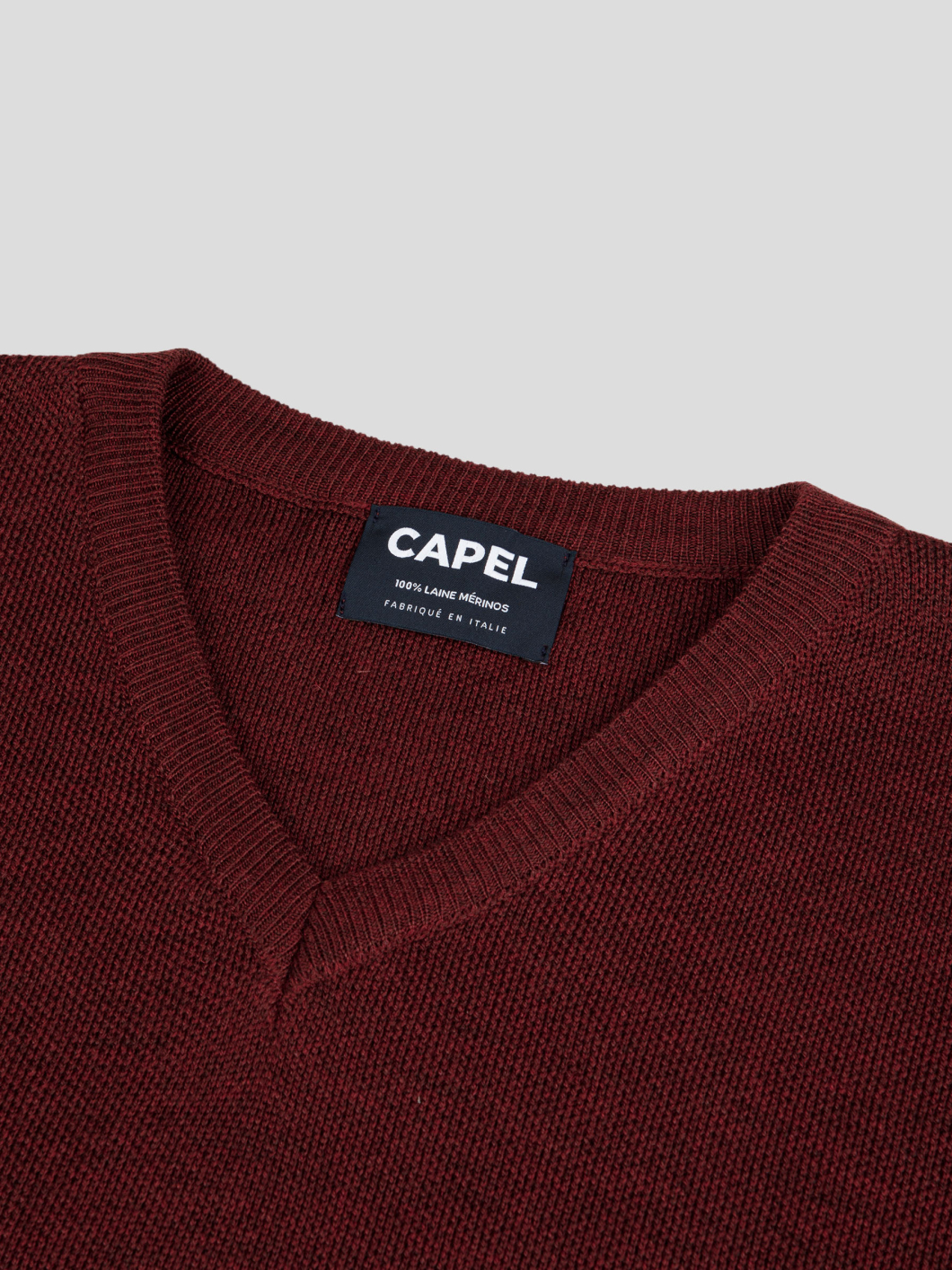 Pull Mérinos Col V Como Grande Taille Bordeaux