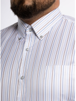 Chemise Twill Rayée Grande Taille Blanche et Multicolore
