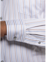 Chemise Twill Rayée Grande Taille Blanche et Multicolore
