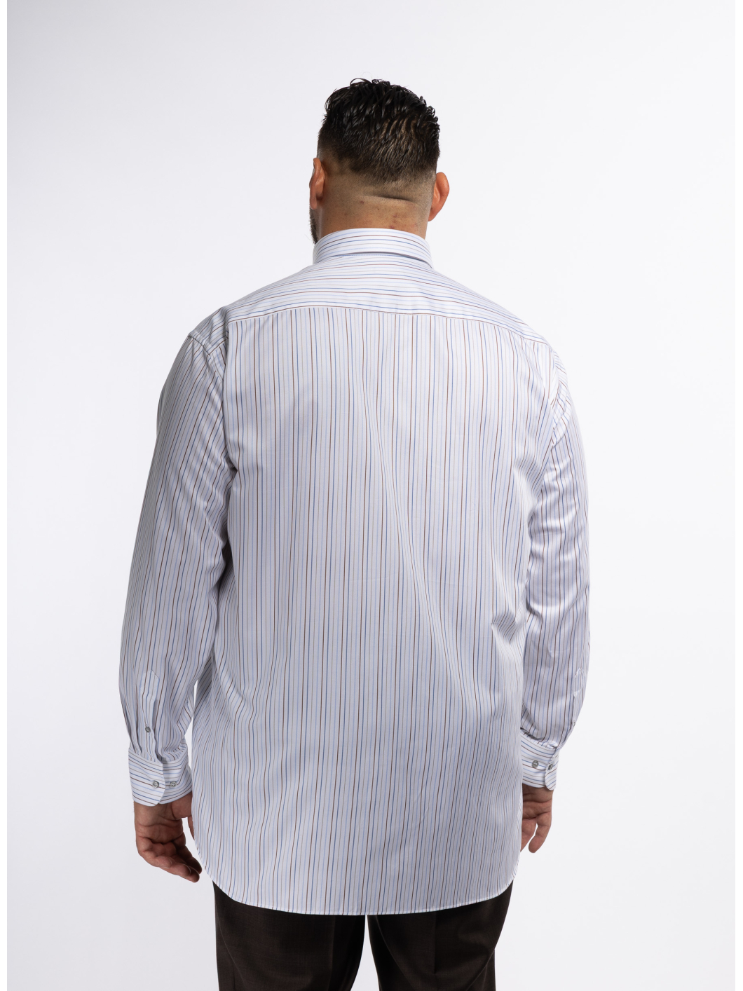 Chemise Twill Rayée Grande Taille Blanche et Multicolore