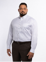 Chemise Twill Rayée Grande Taille Blanche et Multicolore