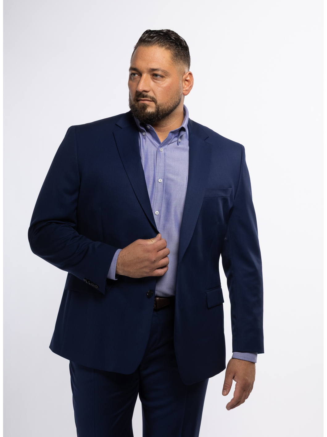 Veste en Gabardine de Laine Grande Taille Marine