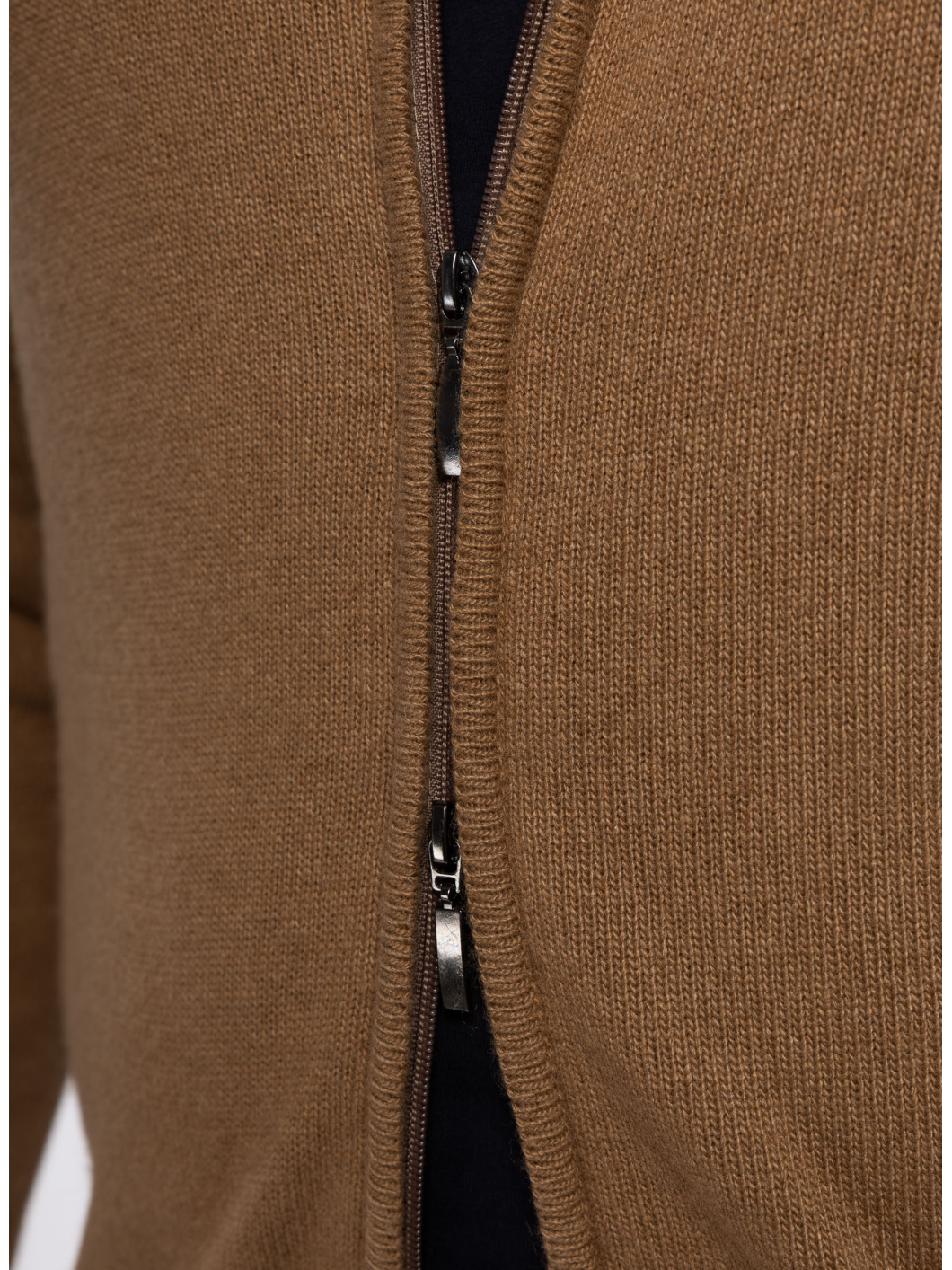 Cardigan Zippé Col Montant Dario Grande Taille Camel