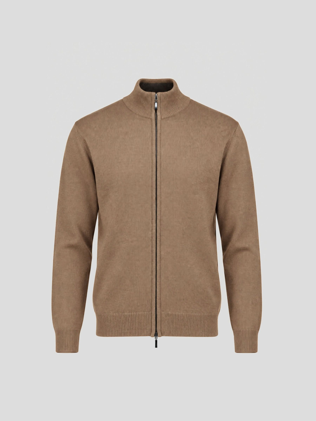 Cardigan Zippé Col Montant Dario Grande Taille Camel
