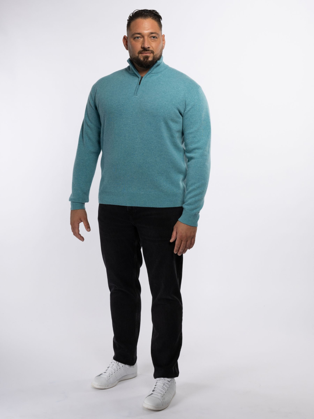 Pull Lambswool Col Camionneur Lino Grande Taille Bleu