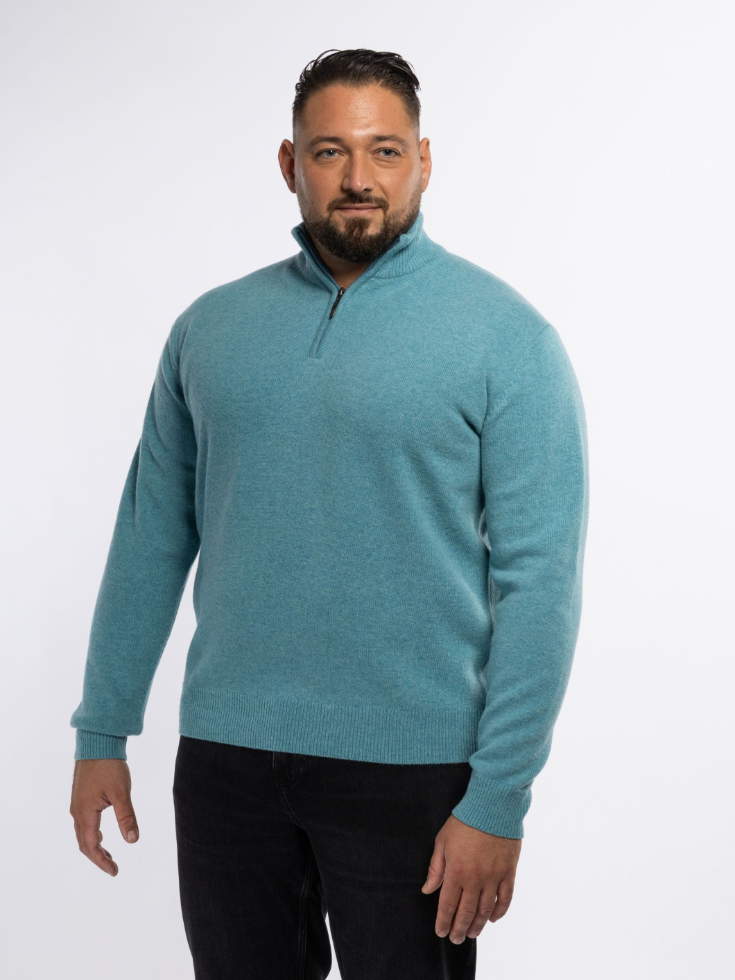 Pull Lambswool Col Camionneur Lino Grande Taille Bleu