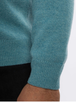 Pull Lambswool Col Camionneur Lino Grande Taille Bleu