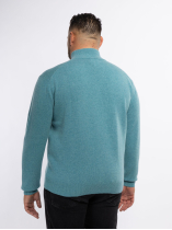 Pull Lambswool Col Camionneur Lino Grande Taille Bleu