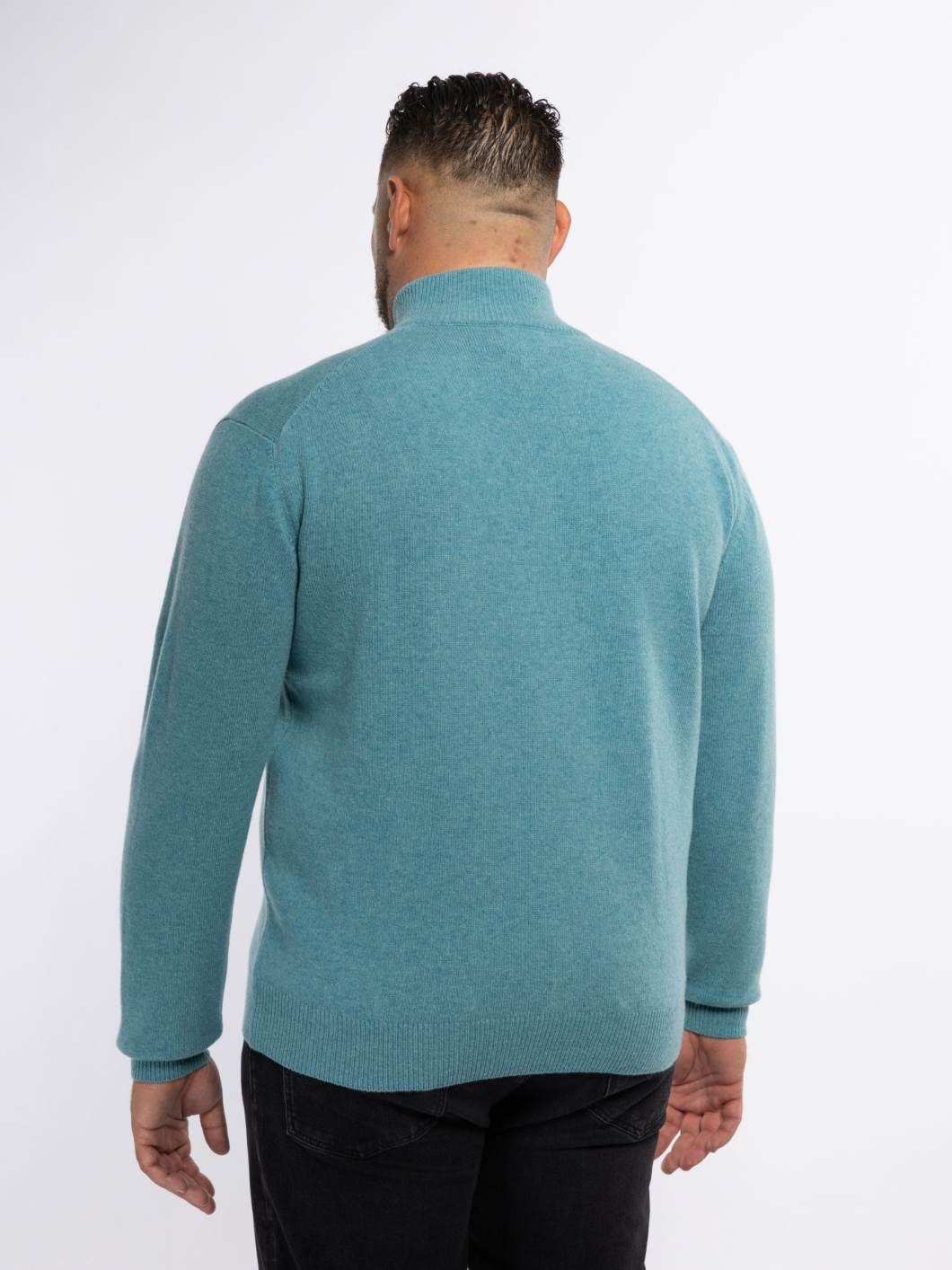 Pull Lambswool Col Camionneur Lino Grande Taille Bleu