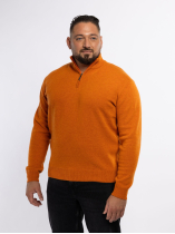 Pull Lambswool Col Camionneur Lino Grande Taille Orange