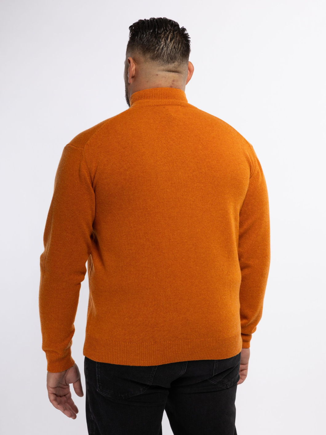 Pull Lambswool Col Camionneur Lino Grande Taille Orange