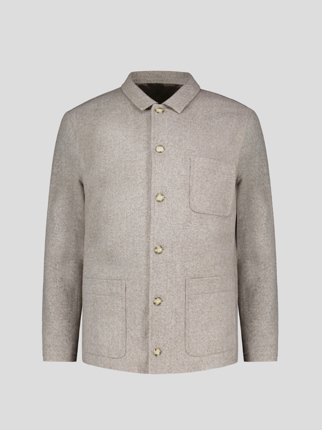 Veste Worker Lainage Chevron Grande Taille Beige