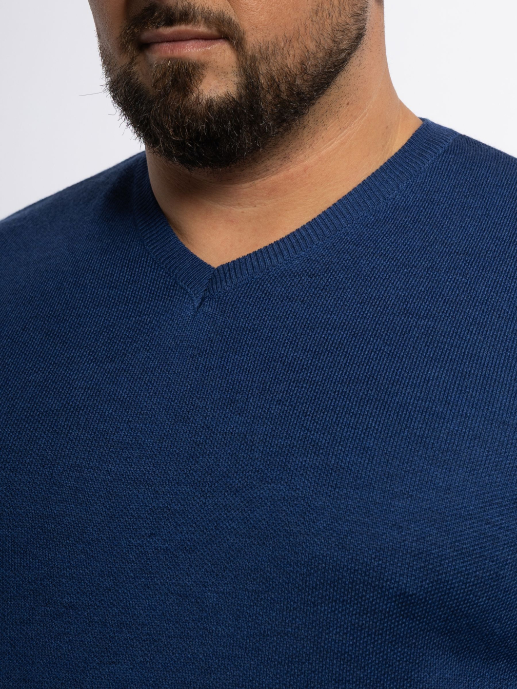 Pull Mérinos Col V Como Grande Taille Bleu