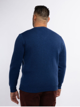 Pull Mérinos Col V Como Grande Taille Bleu
