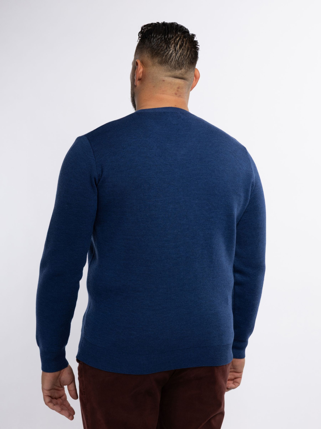 Pull Mérinos Col V Como Grande Taille Bleu