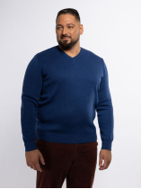 Pull Mérinos Col V Como Grande Taille Bleu