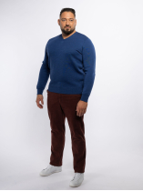 Pull Mérinos Col V Como Grande Taille Bleu