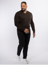 Pull Mérinos Col V Como Grande Taille Marron