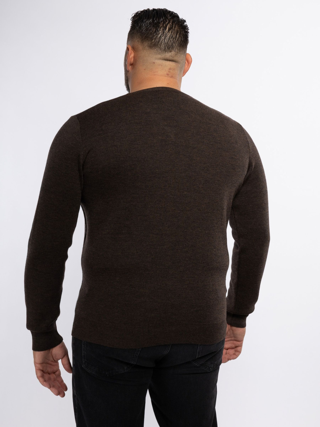 Pull Mérinos Col V Como Grande Taille Marron