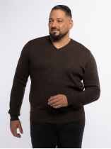Pull Mérinos Col V Como Grande Taille Marron
