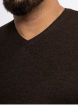Pull Mérinos Col V Como Grande Taille Marron