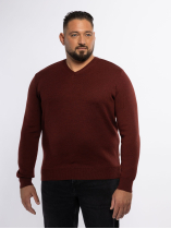 Pull Mérinos Col V Como Grande Taille Bordeaux