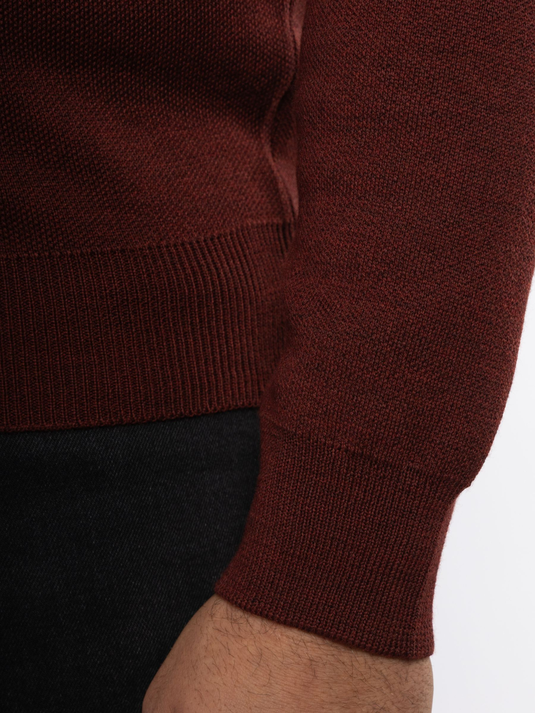 Pull Mérinos Col V Como Grande Taille Bordeaux