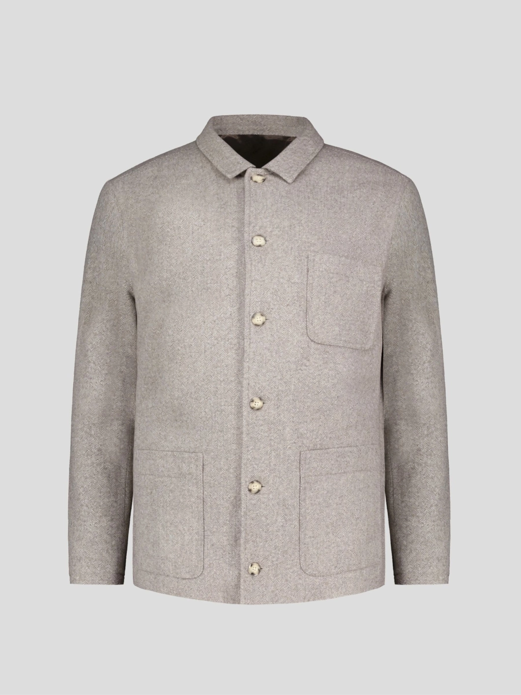 Veste Worker Lainage Chevron Grande Taille Beige