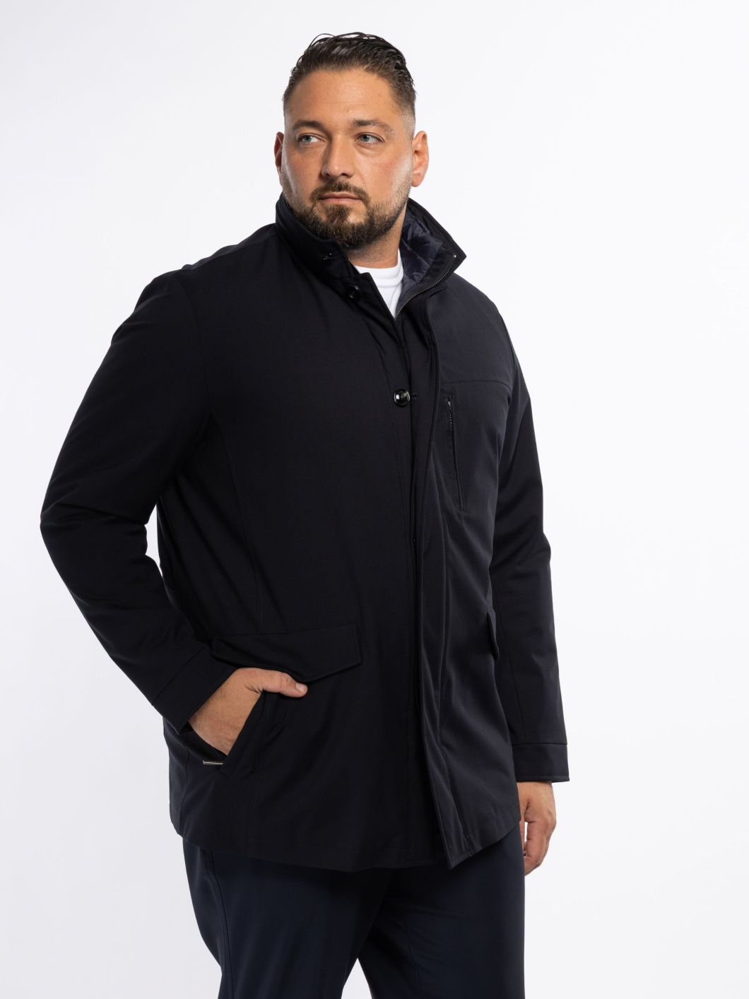 Parka Demi-Saison Multipoches Grande Taille Marine
