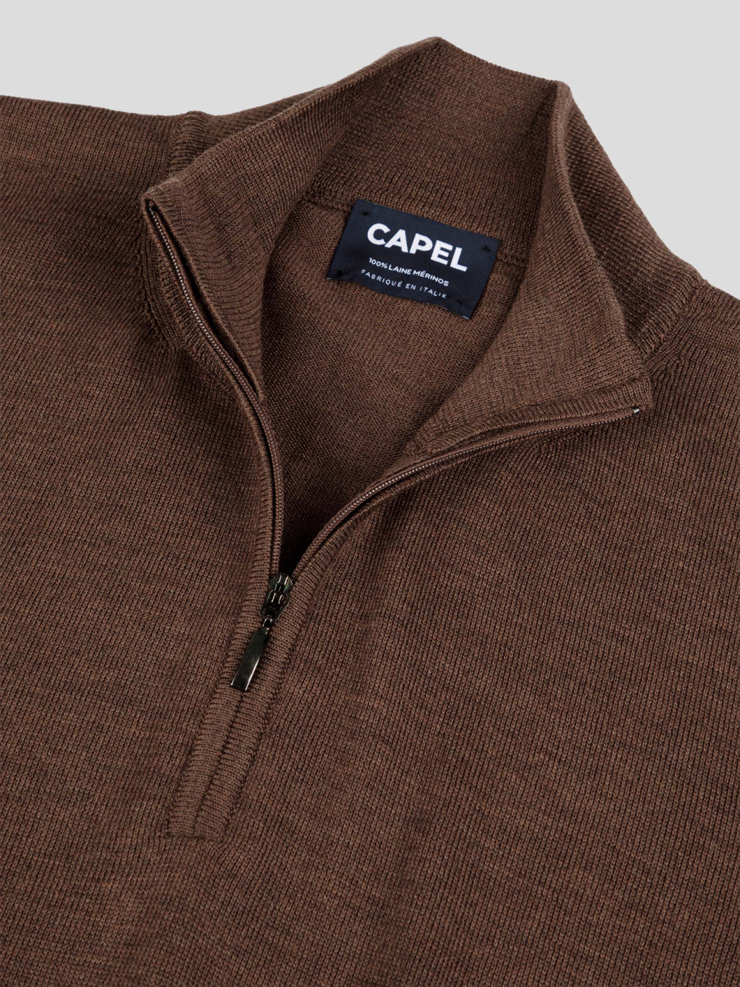 Pull Mérinos Col Camionneur Lino Grande Taille Marron