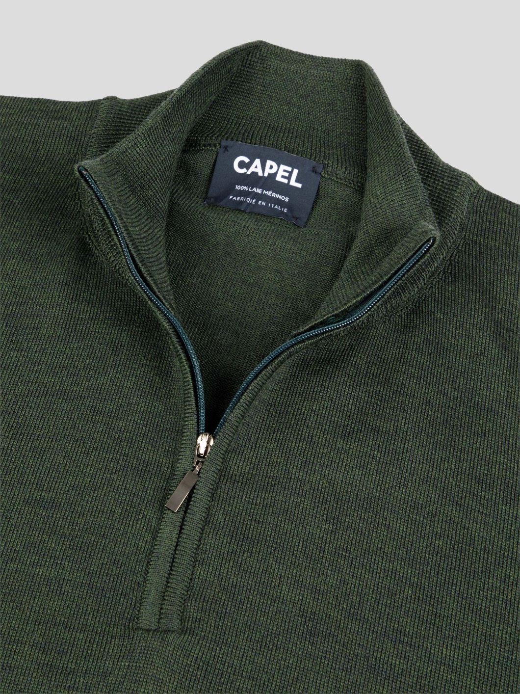 Pull Mérinos Col Camionneur Lino Grande Taille Kaki