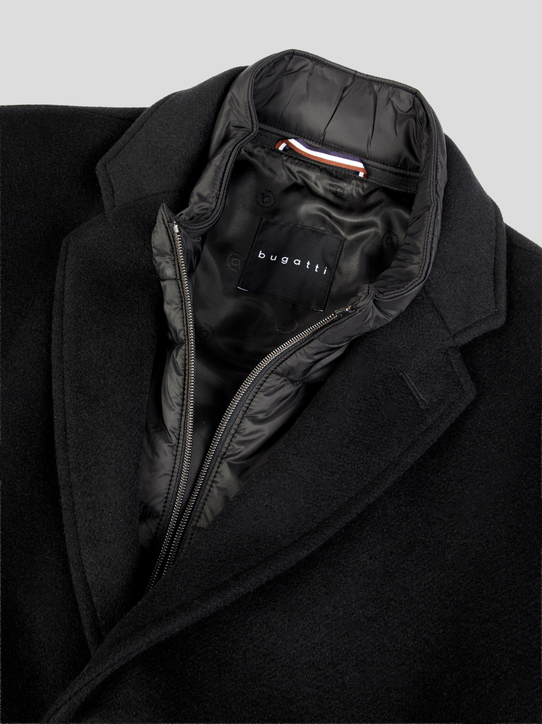 Manteau avec Parmenture Amovible Grande Taille Noir