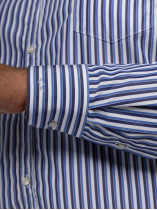 Chemise Popeline Rayée Grande Taille Bleue et Blanche
