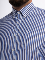 Chemise Popeline Rayée Grande Taille Bleue et Blanche